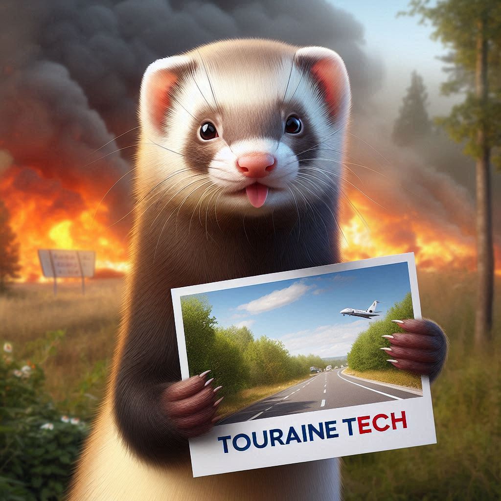 Image d'un furet tenant un écriteau sur lequel est écris Paris Web